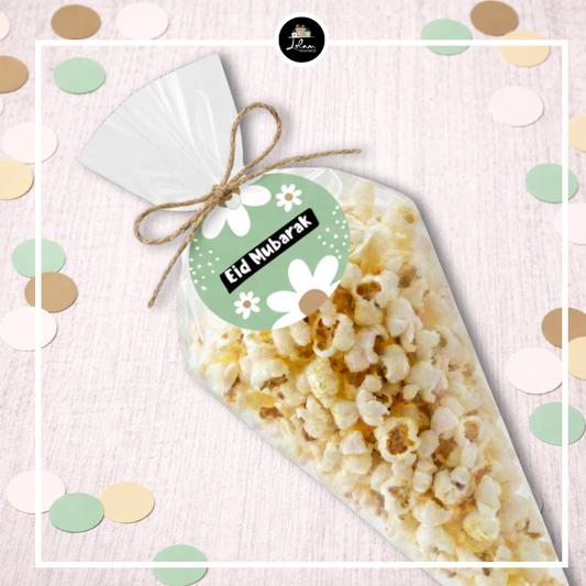 Eid mubarak popcorn puntzak in madeliefjes thema