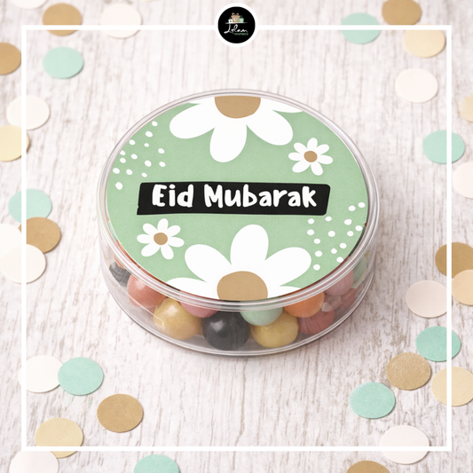 Eid Mubarak doosje met Dragibus in madeliefjes thema