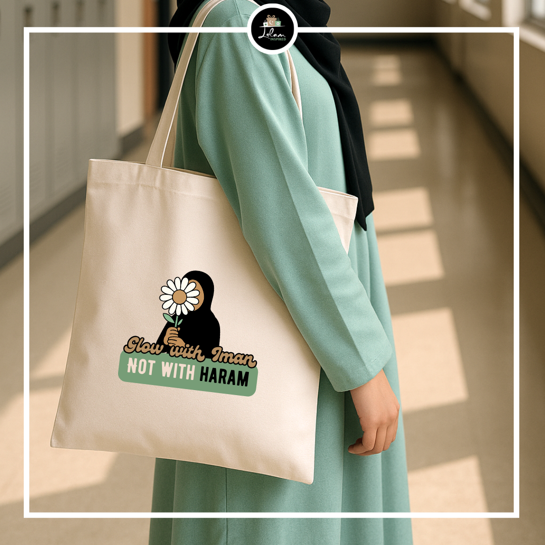 Totebag 'Glow with Iman, not with Haram'