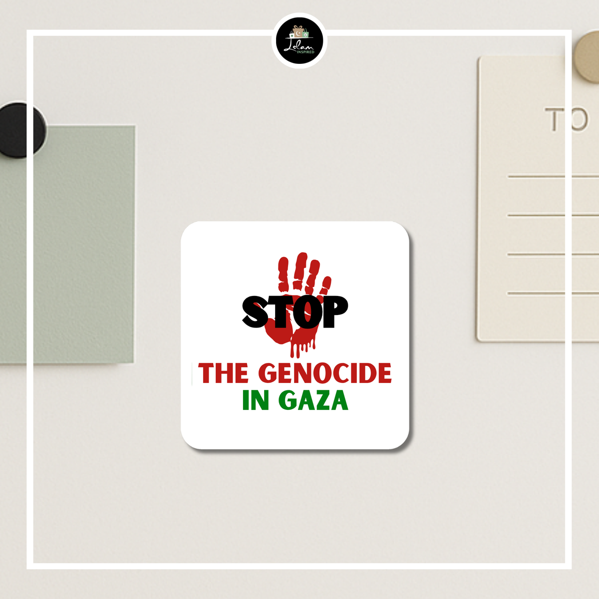 Magneet 'Stop the genocide in Gaza'