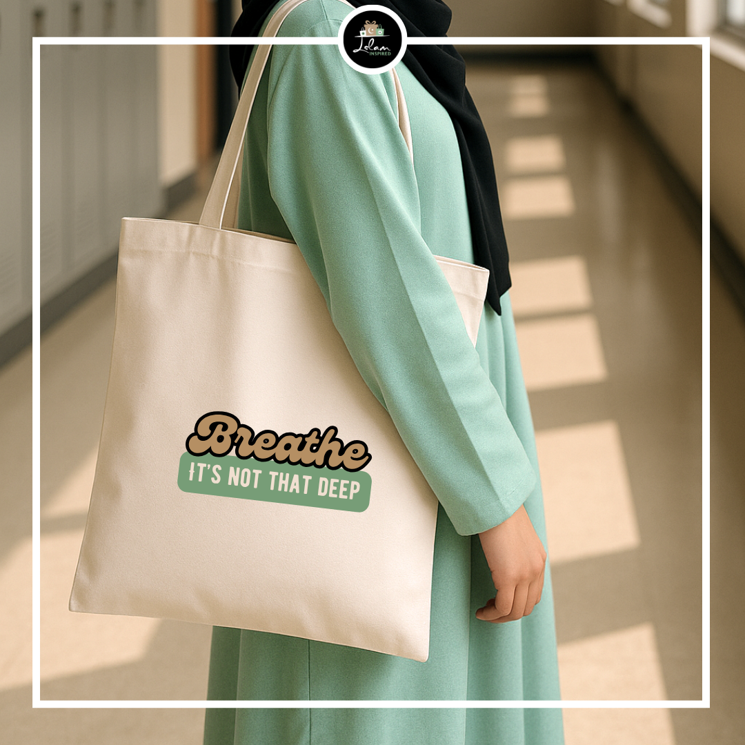 Totebag 'Breathe, it's not that deep'