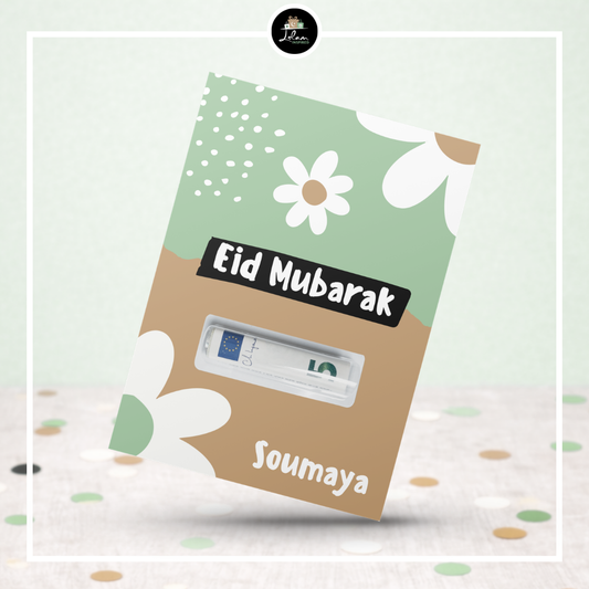 Eid Mubarak geldkaart in madeliefjes thema