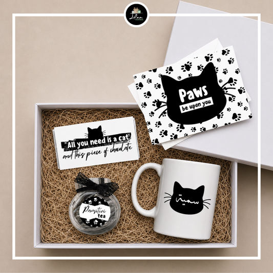 Gepersonaliseerde giftbox voor een kattenliefhebber 'Pawsitivity'