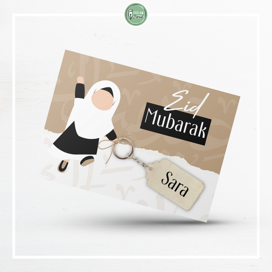 Eid Mubarak keycard voor een moslimmeisje