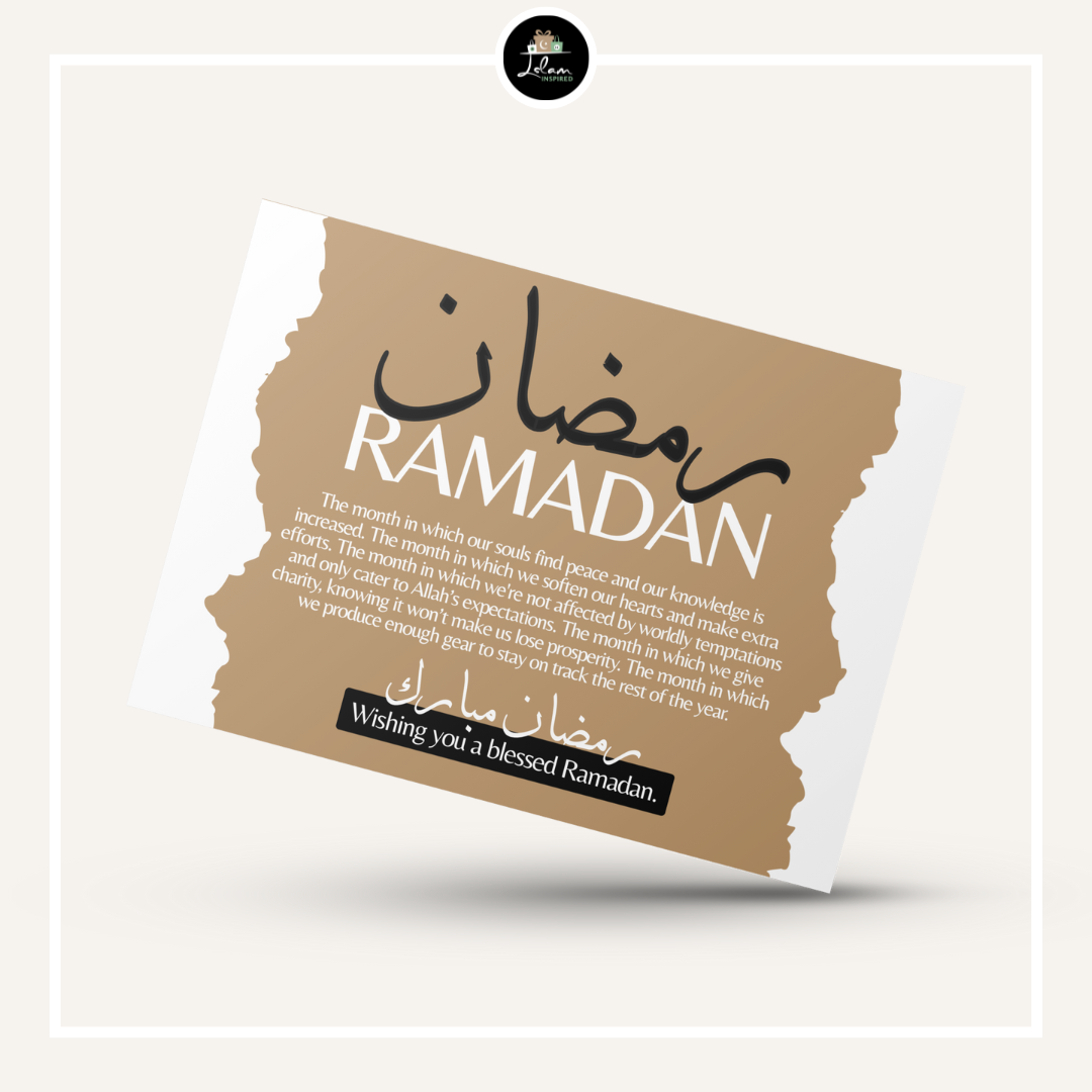 Ramadan Mubarak greeting card with illustration