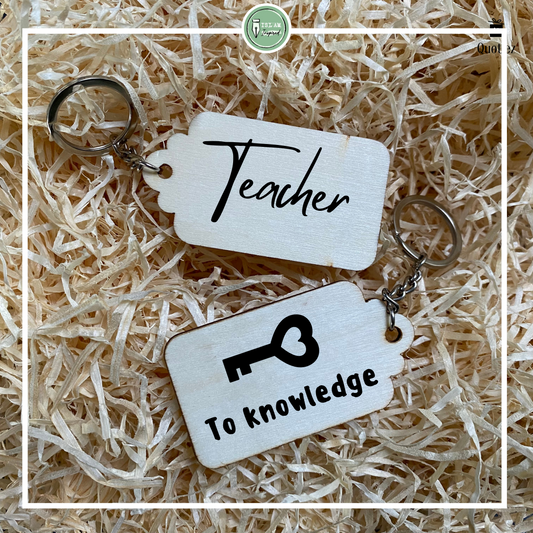 Dubbelzijdige sleutelhanger voor een leerkracht