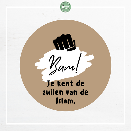 28 identieke stickers 'Bam! Je kent de zuilen van de Islam'
